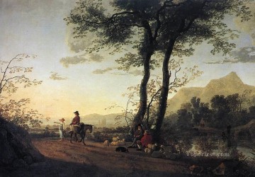  River Canvas - A Road Near A River countryside scenery painter Aelbert Cuyp